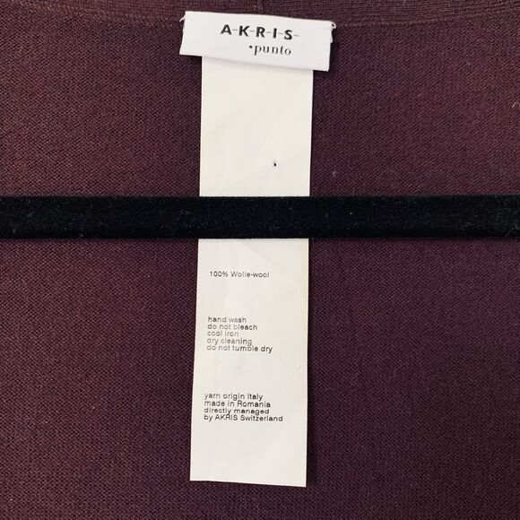 Akris Punto Cardigan Sweater US 16 Dark Purple Open 100% Wool Designer Luxury - Picture 3 of 13